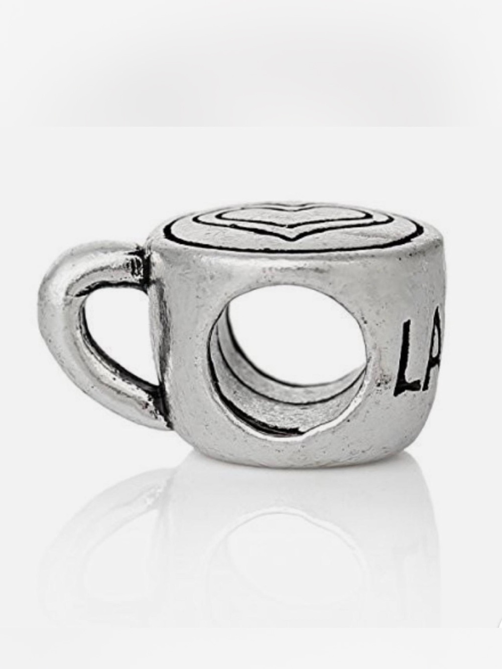 Coffee Latte with Heart Charm Compatible for Pandora (Silver 925)
